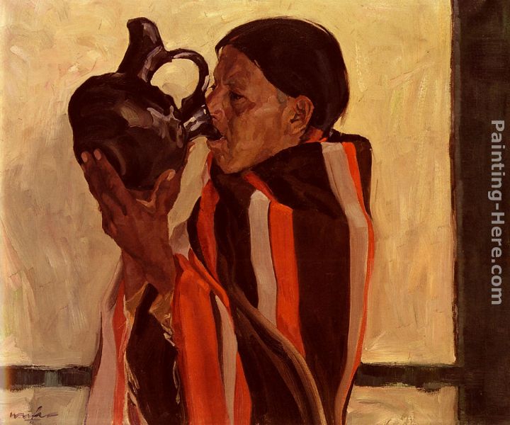 Taos Indian Drinking painting - Walter Ufer Taos Indian Drinking art painting